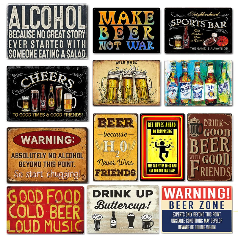 Wine Beer Pub - ป้ายโลหะตกแต่งผนังร้านบาร์ ปิ้งย่าง บาร์บีคิว ป้ายดีบุกตกแต่งร้าน ป้ายเบียร์ ไวน์