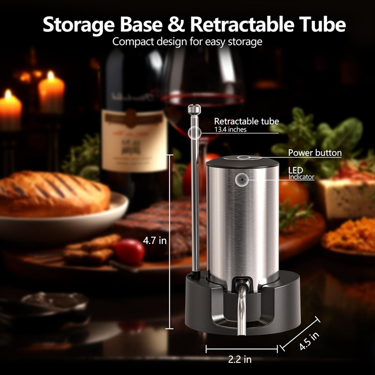 Decanter Aerator Set - เครื่องเติมอากาศไวน์ไฟฟ้า ETRT ชุดเครื่องกรองไวน์แบบชาร์จไฟได้ เครื่องจ่ายไวน์อัตโนมัติ พร้อมฐานเก็บ