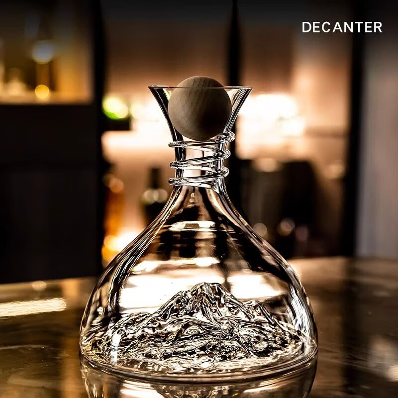 Decanter Aerator Set - แก้วดีแคนเตอร์ไวน์ทรงภูเขาน้ำแข็งคริสตัล ช่วยเติมอากาศให้ไวน์ได้อย่างรวดเร็ว ชุดแก้วไวน์สำหรับใช้ในบ้าน ตัวแยกไวน์แดง ของตกแต่งบาร์สุดสร้างสรรค์