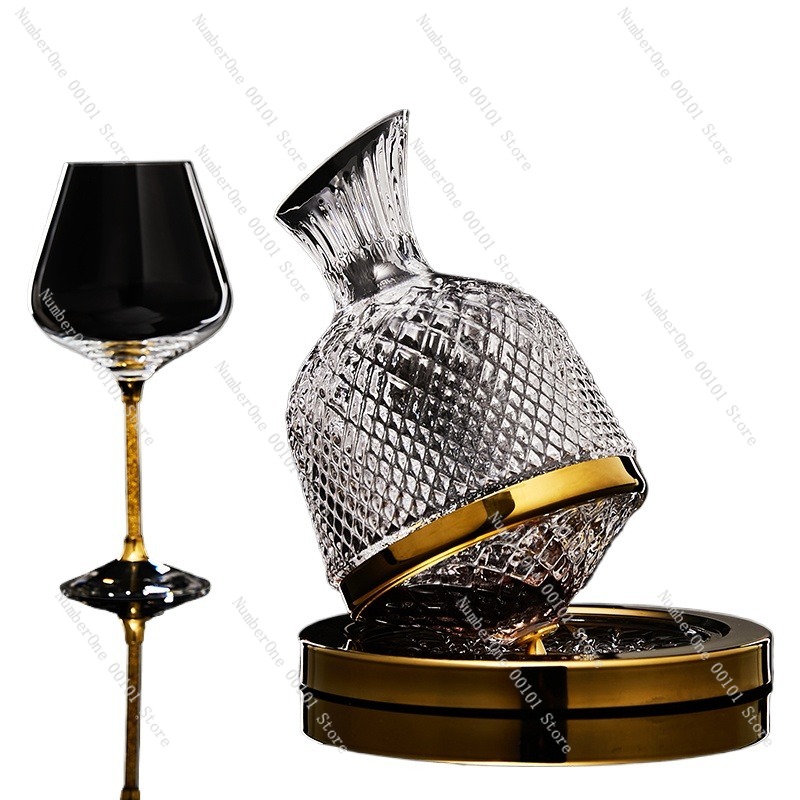 Decanter Aerator Set - ชุดขวดเหล้าคริสตัลระดับไฮเอนด์ พร้อมฐานหมุนได้ ไม่ล้มง่าย ช่วยให้การเติมอากาศเรียบเนียน ปล่อยกลิ่นหอมได้ดี จับคู่กับอุปกรณ์เสริมที่เข้าชุด