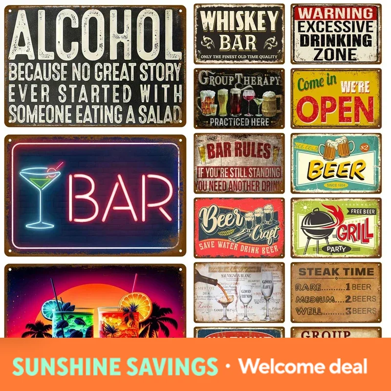 Wine Beer Pub - ป้ายโลหะ ป้ายเหล็ก ป้ายดีบุก แบรนด์วิสกี้ ไวน์ แอลกอฮอล์