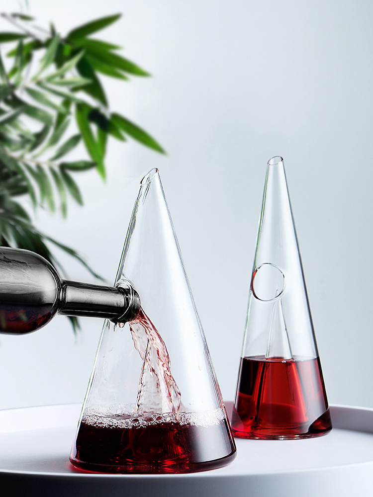 Decanter Aerator Set - ชุดอุปกรณ์บาร์สำหรับแยกไวน์แบบกรวย ทำจากแก้วบอโรซิลิเกตคุณภาพสูง ชุดไวน์ทรงพีระมิดแบบน้ำตก ช่วยให้ไวน์ไหลเร็วขึ้น พร้อมที่เติมอากาศสำหรับไวน์บอร์โดซ์