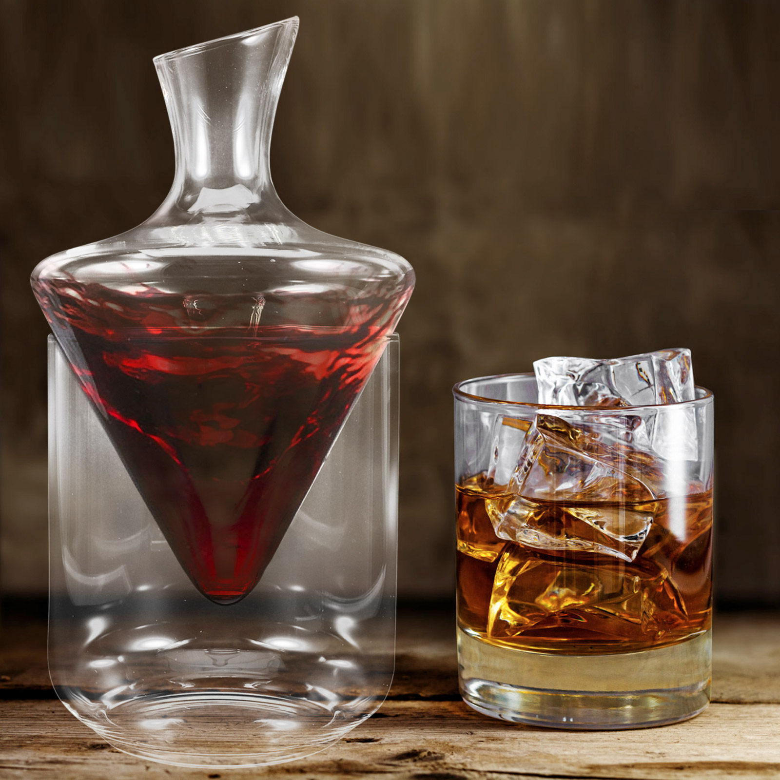 Decanter Aerator Set - ชุดขวดแก้วไวน์ทรงเฉียงดีไซน์ทันสมัย 1 ชิ้น สำหรับการเติมอากาศและเพิ่มรสชาติไวน์แดง ตกแต่งบาร์ ของขวัญสำหรับงานปาร์ตี้สละโสดและคริสต์มาส