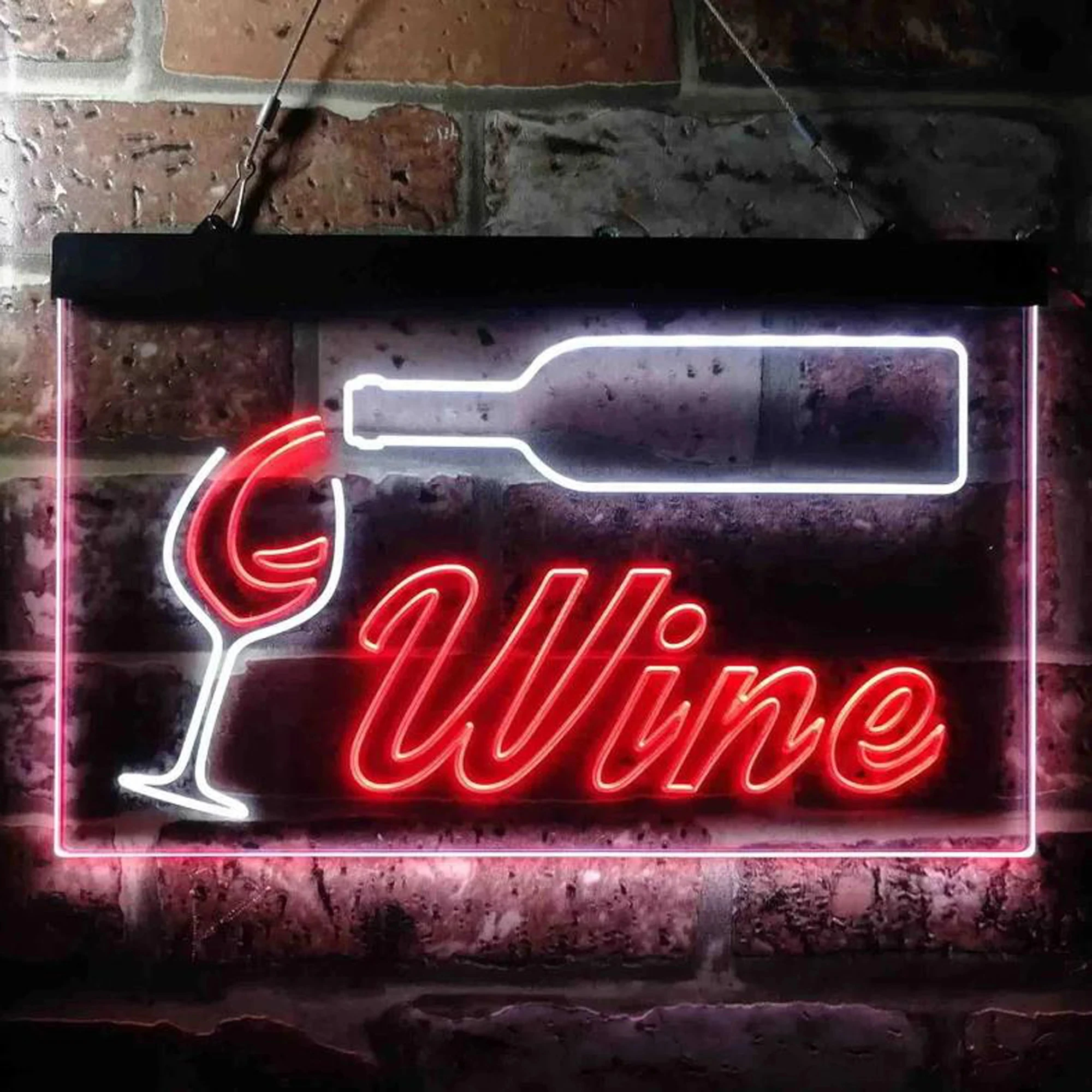 Wine Beer Pub - ขวดปากการูปหัวใจเครื่องดื่มไวน์นีออน LED สองสี sloki kaca ตกแต่งผนังบาร์ไวน์เบียร์ที่แขวนศิลปะบนผนังแกะสลัก3D