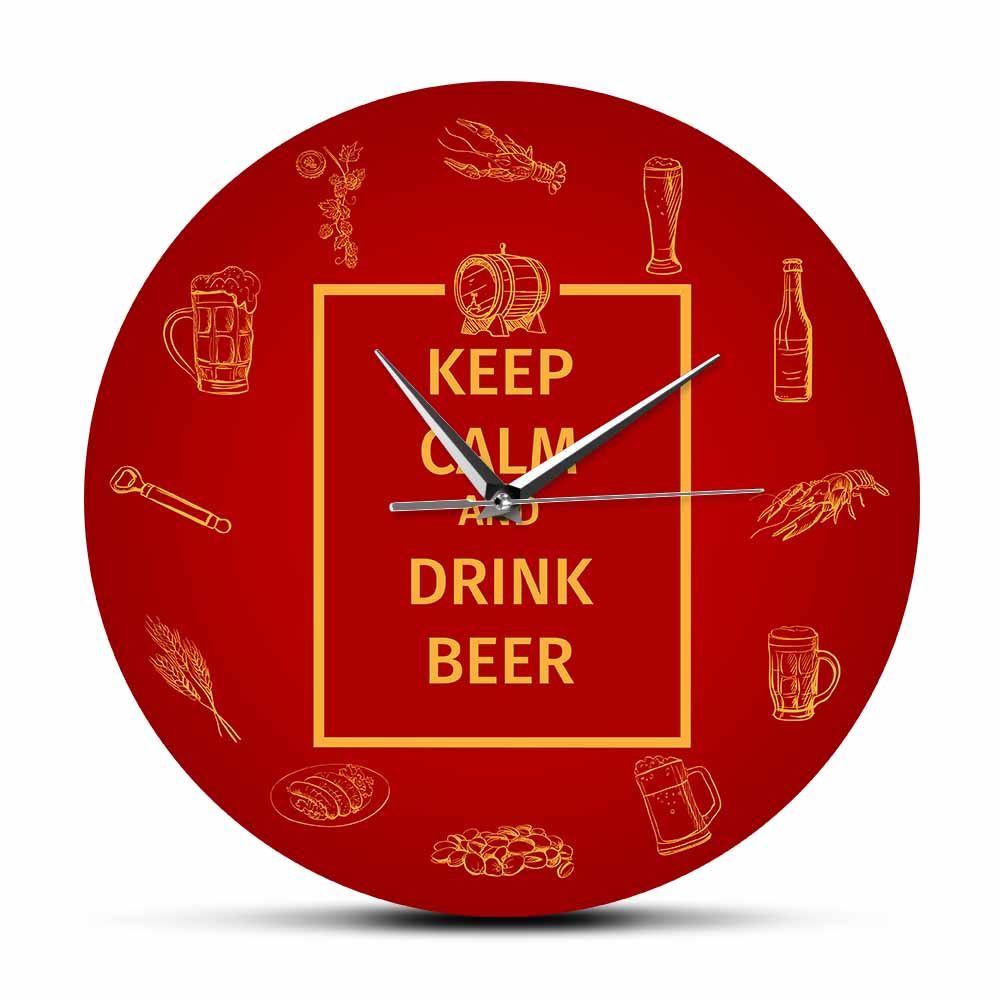 Wine Beer Pub - นาฬิกาแขวนผนังลาย Keep Calm And Drink Beer
