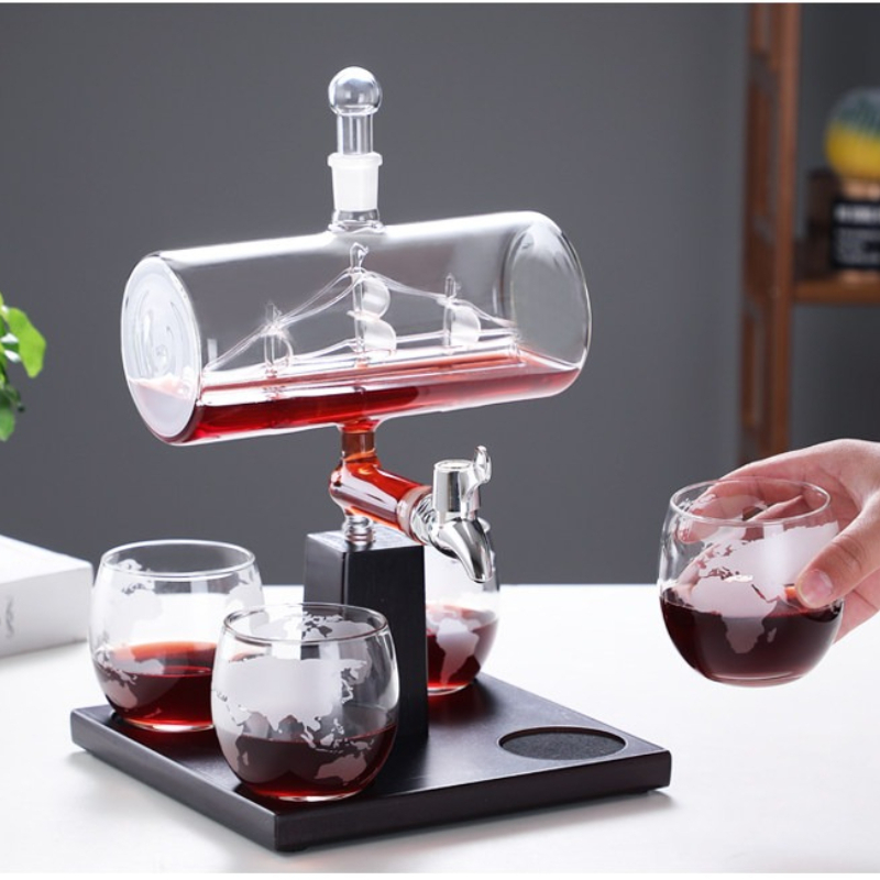 เหยือกไวน์แก้วนิรภัยพร้อมก๊อกส - Decanter Aerator Set บทวิจารณ์และราคา