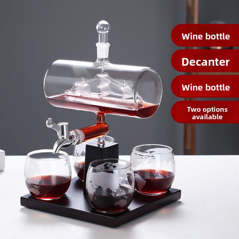 เหยือกไวน์แก้วนิรภัยพร้อมก๊อกส - Decanter Aerator Set บทวิจารณ์และราคา
